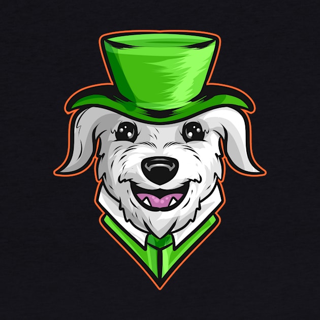 Irish Wolfhound With Green Hat Neckerchief St Patricks Day by SinBle